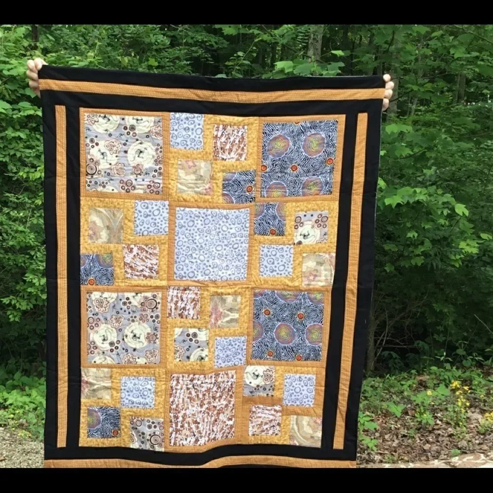 NWT Hand Crafted Quilted Aboriginal Fabrics Quilt